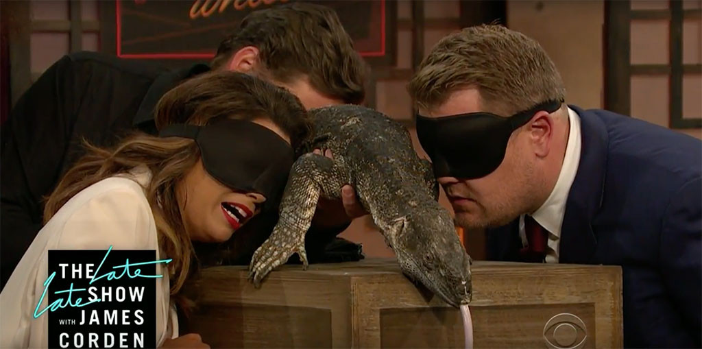 Eva Longoria, James Corden, Lizard Eva Longoria, James Corden, Lizard